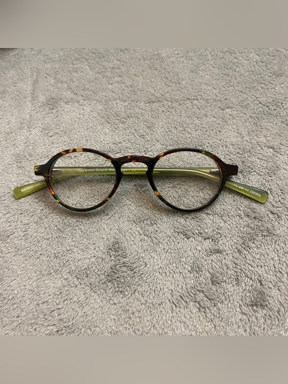 Eyebobs Board Stiff 2147 11 Green Tortoise +1.25 Round Reading Glasses 43-23-140